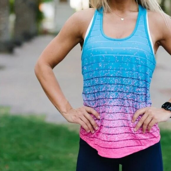 ZYIA | Active Havana Tank Top Pattern Pink Embers Striped | Sz. XS - Picture 2 of 10